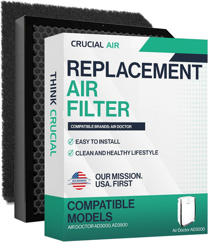 Think Crucial Air Purifier Replacement HEPA Filter Compatible with AirDoctor Models AD3000 / AD3500 – High-Efficiency Air Purification, Easy Installation (1-Pack Carbon Filter Only)