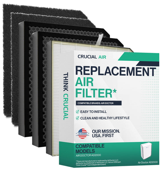 Think Crucial Air Purifier Replacement Filter Kit Compatible with AirDoctor Model AD2000 – Third-Party Product, Premium & Carbon Pre-Filters (1 Premium & 2 Carbon Filters)