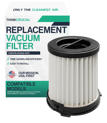 Think Crucial High-Efficiency Replacement Filter Compatible with WORX WX030L Compact Vacuum Cleaner, Part# WA6077, Easy Installation (1-Pack Filter Only)